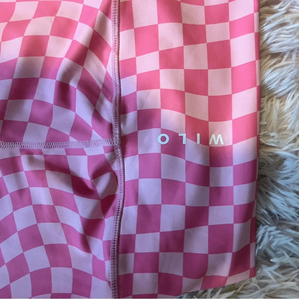 Wilo By Label Pink Checkered Biker Shorts NWOT - Picture 4 of 4